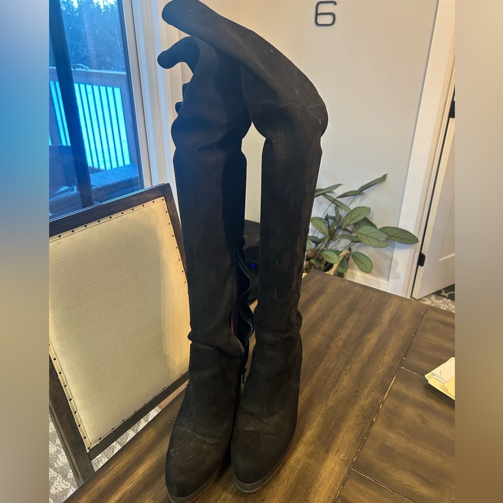 Black Suede Over-the-Knee Boots Size 8